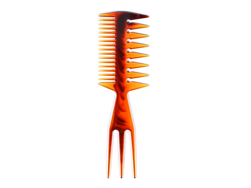 Amber Color Plastic Insert Curly Hair Comb Oil Head Styling Afro Hot Pick Hairdressing Comb