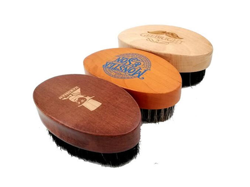 High Quality 100% Natural Boar Bristle Wooden Beard Brush/Wood Handle Beard Brush /Mustache Brush Curved Wave Brush