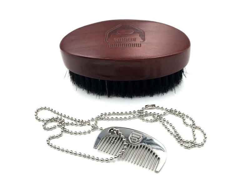 Manufacture Custom private label wooden shaving brush set with comb natural 100% boar bristle beard brush set for men