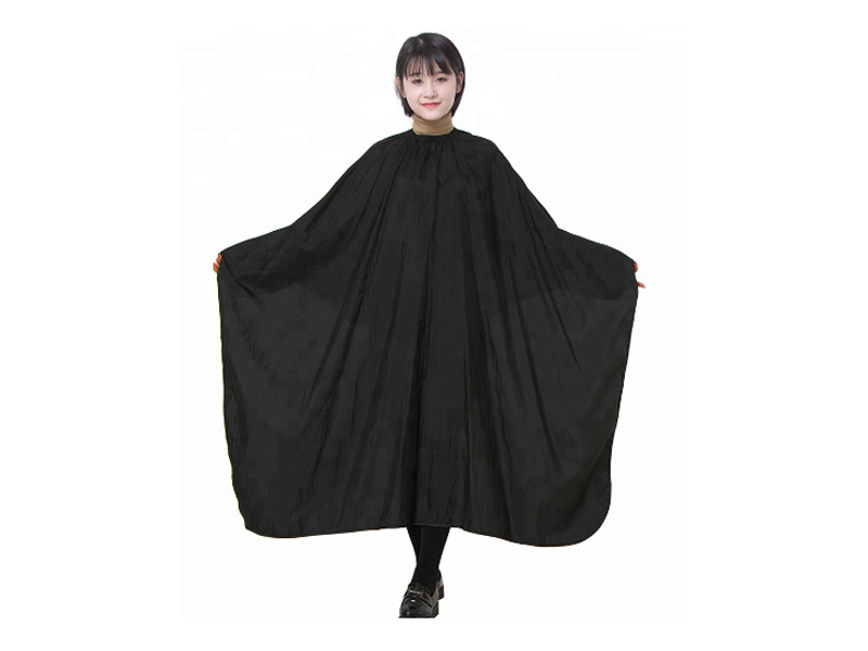 Salon Supplies Promotional Hairdressing Water Proof Cape Polyester All Black Customized Private Label Barber Cape