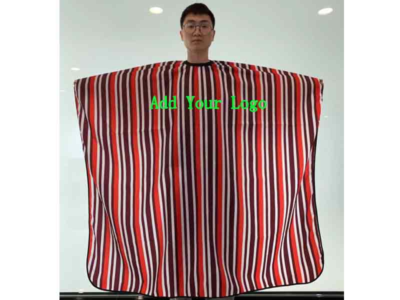 barber cape/hair salon cape with stripe accept oem print add your logo