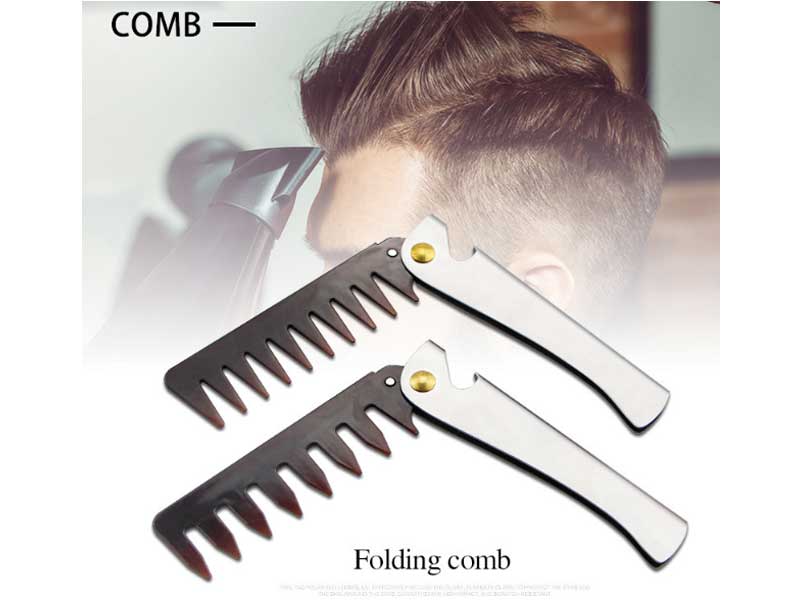 Retro oil head stainless steel handle folding combing combing/big back combing wholesale oil head comb