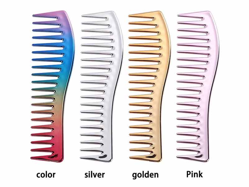 Amazon hot sales hair salon oil head wide tooth Electroplating plastic hair comb hair cutting comb